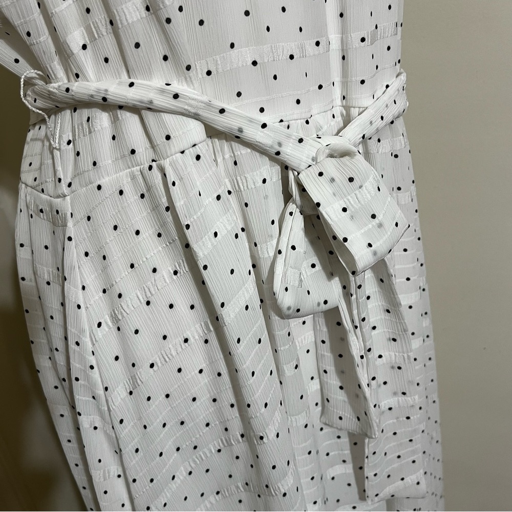 DKNY white and black polka dots spring summer sundress women’s size 14 - Picture 7 of 9